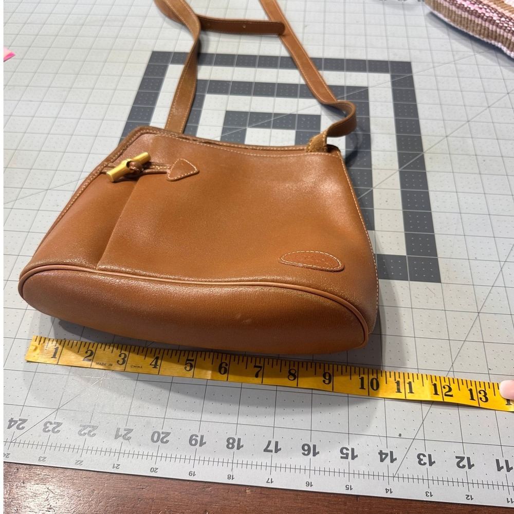 Longchamp RoseauCrossbody Bag Small Cognac Tan Vintage Bamboo Toggle Leather - Picture 11 of 14